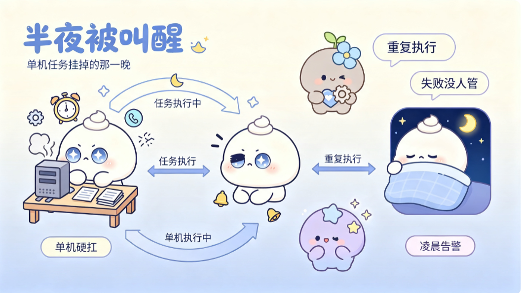 单机定时任务，等于把可靠性赌在一台机器上