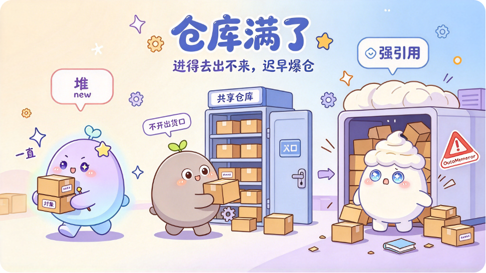 loadedPages 一直强引用着每一页,GC 一个都回收不掉——仓库的出货口是锁着的