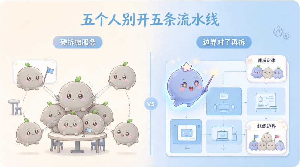 不是先画好架构再往里塞人，而是人怎么协作，架构就会长成什么样。