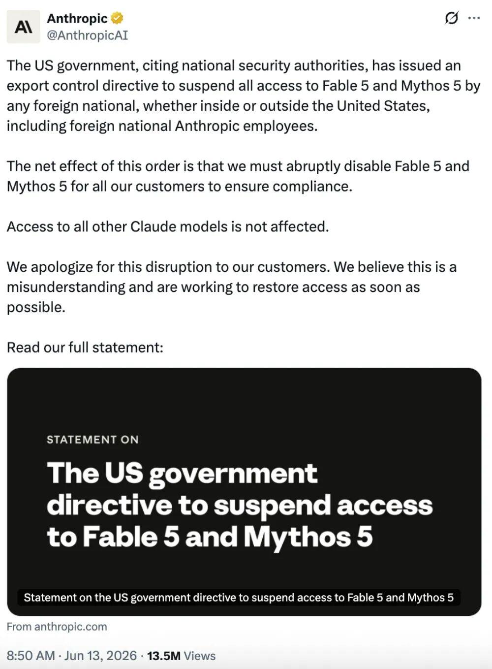 Fable 5与Mythos 5上线的第3天,Anthropic全面下架了这两款产品